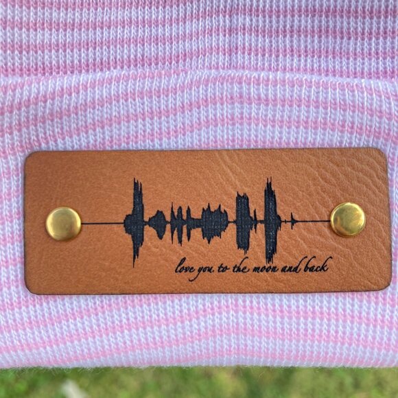 Love You To The Moon And Back Soundwave Newborn Baby Beanie - Pink - Not Custom - Picture 8 of 9